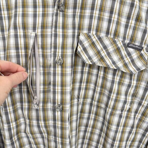 Eddie Bauer Vented Long Sleeve Fishing Shirt Mens Lg Roll Tab Plaid Zip Pocket - Picture 7 of 10